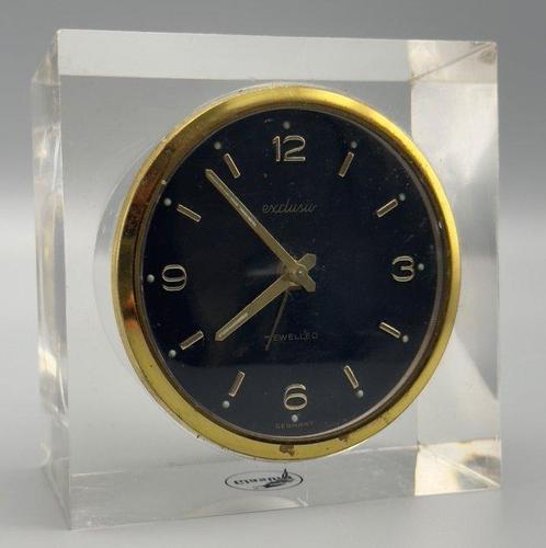 Bureauklok - Mid-century modern Acrylglasblok - 1960-1970 -, Antiek en Kunst, Kunst | Designobjecten