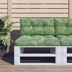 vidaXL Palletkussens 2 st stof bladpatroon, Verzenden, Nieuw, Groen