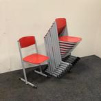 complete set van 9 stuks schoolstoelen Eromes, rood - grijs, Huis en Inrichting, Stoelen, Ophalen of Verzenden, Gebruikt, Hout