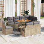 vidaXL 9-delige Loungeset met kussens poly rattan beige, Tuin en Terras, Tuinsets en Loungesets, Verzenden, Nieuw, Rotan, Loungeset