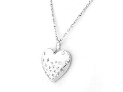 Halsketting - 14 karaat Witgoud - 0.20ct. tw. Diamant, Sieraden, Tassen en Uiterlijk, Kettingen
