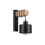 LED Wandlamp | Elza | Zwart + Hout | E27 Fitting, Huis en Inrichting, Lampen | Wandlampen, Ophalen of Verzenden, Nieuw