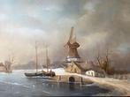 Frits Meijer (XX) - Hollands winterlandschap met molen