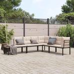 vidaXL 4-delige Tuinbankenset met kussens gepoedercoat staal, Verzenden, Nieuw, Rvs