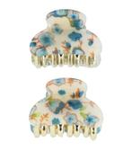 Haarspeld Klem Klein Bloemen Print 4cm Creme Blauw, Verzenden, Nieuw