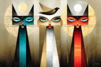 1137 - John Joseb Art - Poezen, zon, maan, abstract, kubisme, Huis en Inrichting, Woonaccessoires | Schilderijen, Tekeningen en Foto's