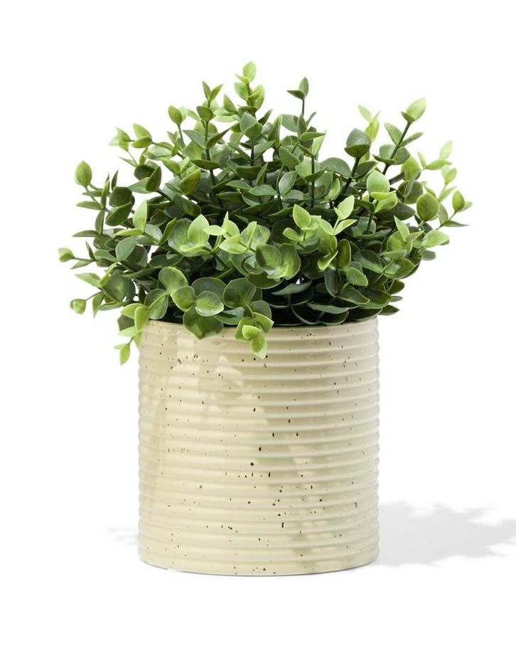 HEMA Bloempot 13x13.4cm keramiek strepen bruin, Huis en Inrichting, Kamerplanten, Verzenden