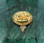 Antieke gouden S-broche met kwastje (vintage, klederdracht), Sieraden, Tassen en Uiterlijk, Broches, Ophalen of Verzenden, Gebruikt