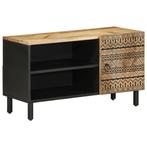 vidaXL Tv-meubel 80x33,5x46 cm massief ruw mangohout zwart, Huis en Inrichting, Woonaccessoires | Cd- en Dvd-rekken, Verzenden