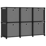 vidaXL Kast met 6 vakken met boxen 103x30x72,5 cm stof zwart, Overige materialen, 100 tot 150 cm, Verzenden, Nieuw