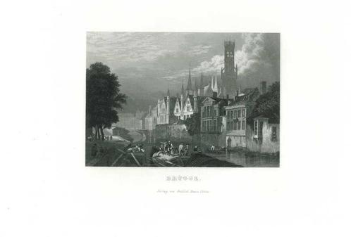 Zicht op Bruges, Antiek en Kunst, Kunst | Etsen en Gravures