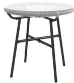 Bistrotafel rond 50 cm met glazen blad en rotan afwerking, Huis en Inrichting, Verzenden, Nieuw