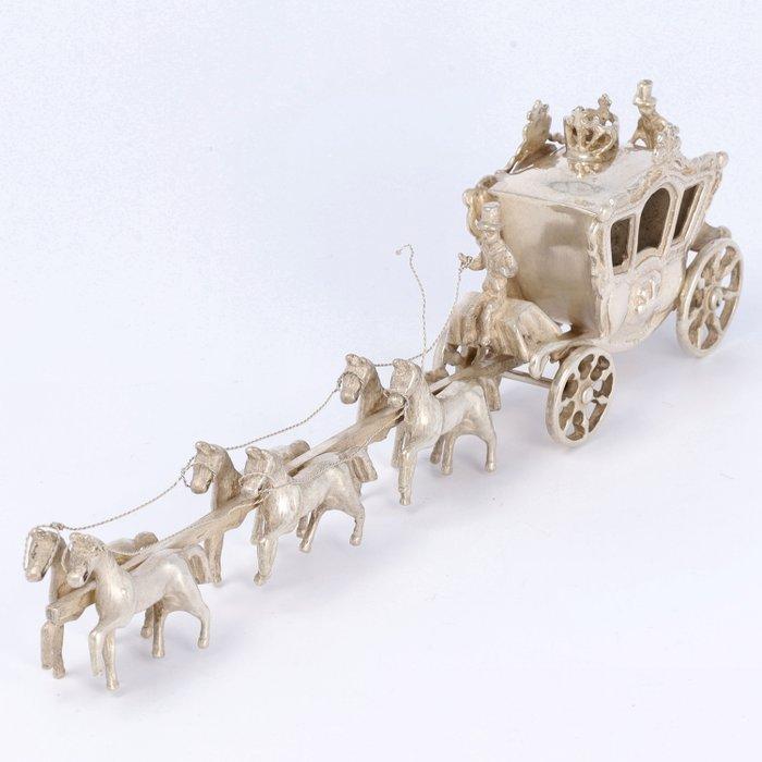 J. Weeda Miniatuur Koninklijke koets met 6-span paarden -, Antiek en Kunst, Antiek | Goud en Zilver