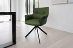 Draaistoel LE GRAND Groen Echt Leer Getextureerde Stof Zwart, Huis en Inrichting, Stoelen, Ophalen of Verzenden, Nieuw