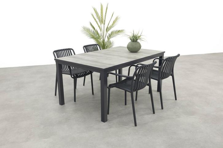 VDG Stripe/Hartman Comino stapelbare tuinset (5-delig) -, Tuin en Terras, Tuinsets en Loungesets, Tuinset, Nieuw, Kunststof, Verzenden