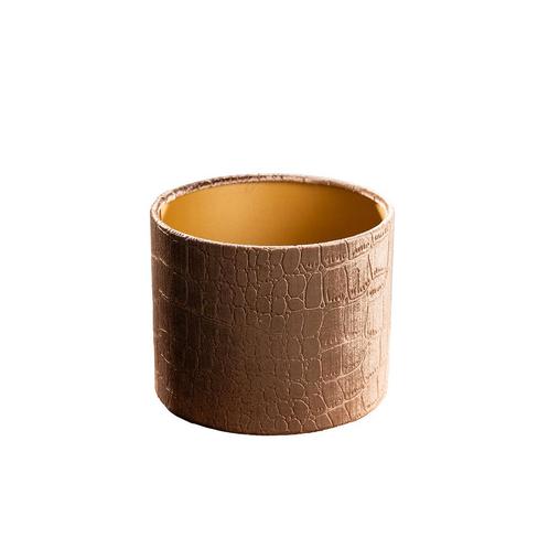 Velours lampenkap krokodil dessin met gouden binnenkant, Huis en Inrichting, Lampen | Lampenkappen, Minder dan 25 cm, Rond, Bruin