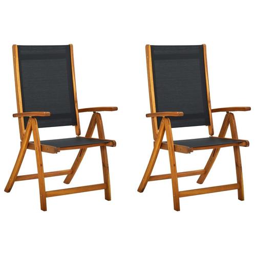 vidaXL Tuinstoelen inklapbaar 2 st massief acaciahout en, Tuin en Terras, Tuinstoelen, Nieuw, Hout, Verzenden