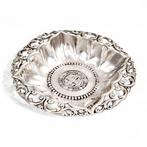 Antique sterling silver dish with pierced rococo rim and