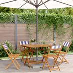 vidaXL 5-delige Tuinset massief hout en stof blauw en wit, Verzenden, Nieuw, Hardhout, Tuinset