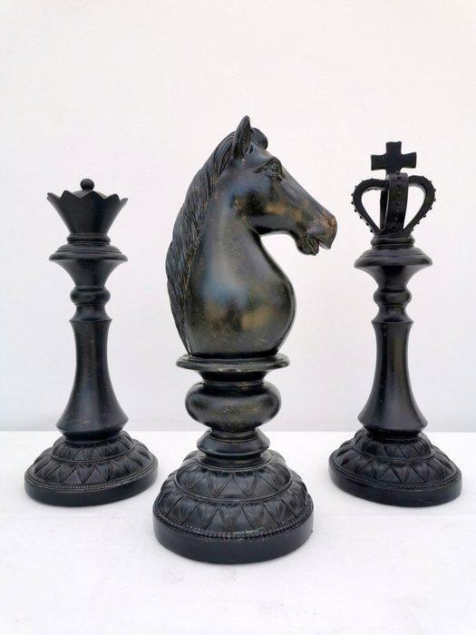 Beeld, 3 schaakstukken - 33 cm - Hars, Antiek en Kunst, Curiosa en Brocante