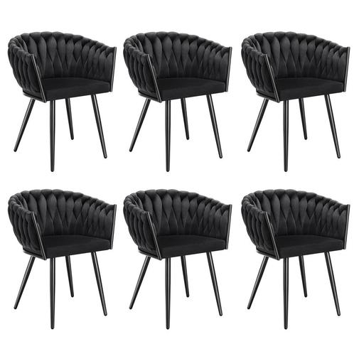Set eetkamerstoelen Astano fluweel, knoopdesign - zwart, Set, Huis en Inrichting, Stoelen, Verzenden