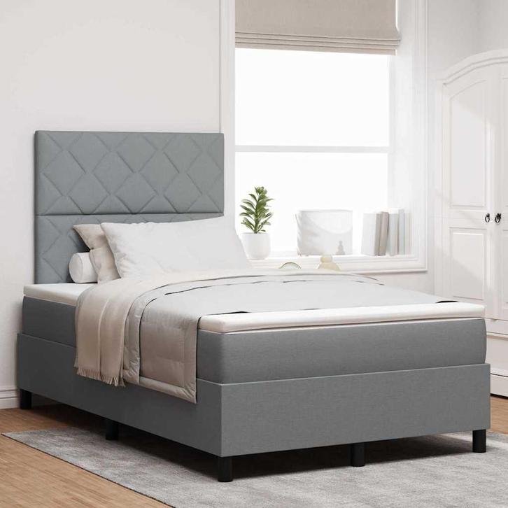 vidaXL Boxspringbed met matras Lichtgrijs 120 x 190 cm Stof, Huis en Inrichting, Slaapkamer | Bedden, Nieuw, Stof, Verzenden