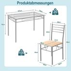 Coast Tafel met 4 stoelen - Glazen blad - Max. 20 kg - Grijs, Huis en Inrichting, Verzenden, Nieuw