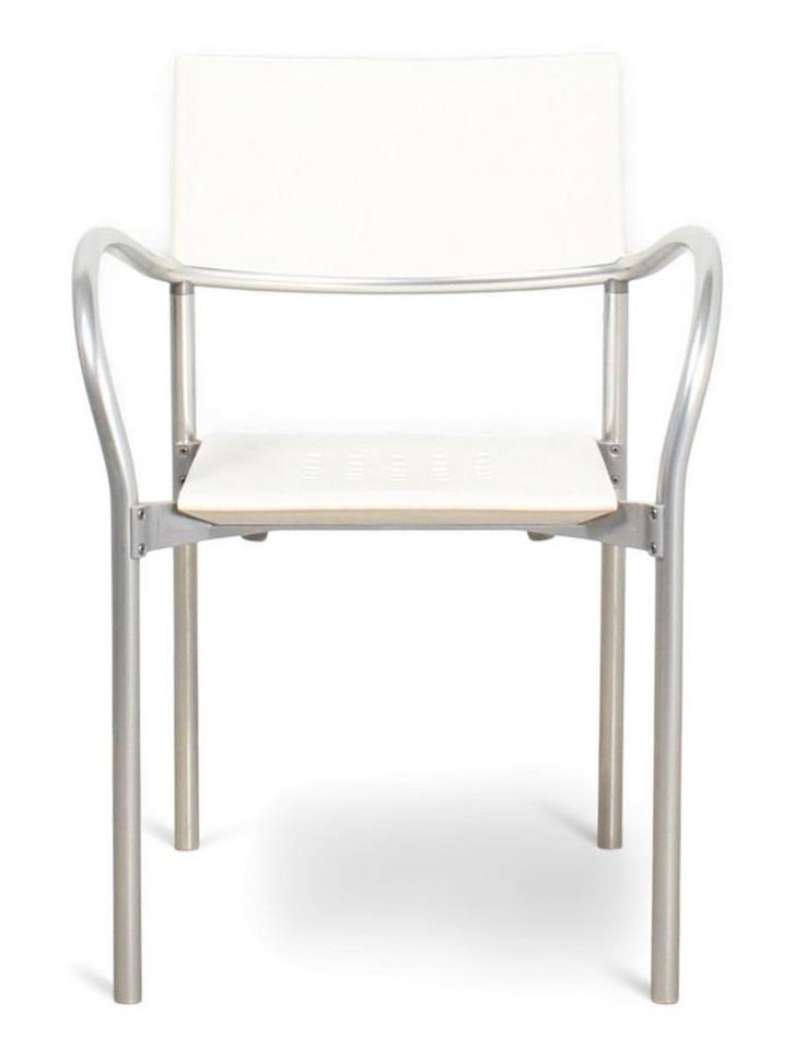 Segis Breeze kantinestoel, 4-poots, wit-aluminium, Huis en Inrichting, Stoelen, Wit, Gebruikt, Ophalen of Verzenden