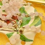 Rozenkwarts kralenketting met gouden sierslot, Sieraden, Tassen en Uiterlijk, Kettingen, Gebruikt, Overige kleuren, Ophalen of Verzenden