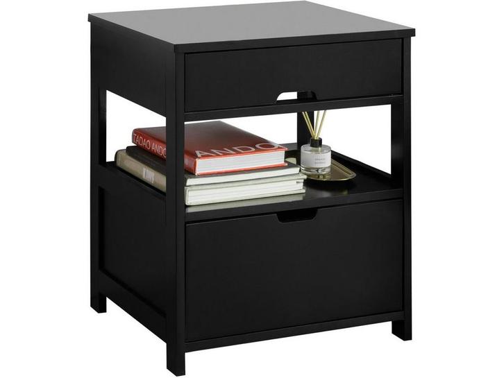 SoBuy FRG258-SCH - Nachtkastje - 2 Laden en 2 Planken -, Huis en Inrichting, Woonaccessoires | Overige, Nieuw, Verzenden