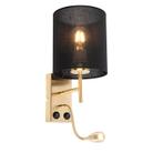 Art Deco wandlamp goud met katoenen zwarte kap - Stacca, Huis en Inrichting, Lampen | Wandlampen, Nieuw, Overige materialen, Art Deco