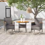 vidaXL 3-delige Tuinset poly rattan grijs, Verzenden, Nieuw, Rotan, Tuinset