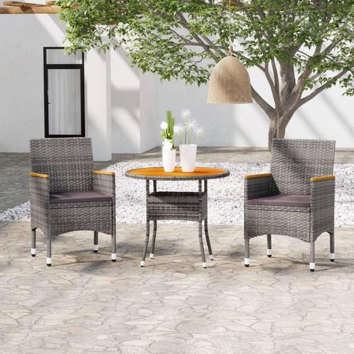 vidaXL 3-delige Tuinset poly rattan grijs, Tuin en Terras, Tuinsets en Loungesets, Tuinset, Nieuw, Rotan, Verzenden