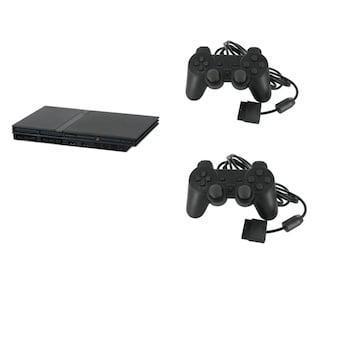 Playstation 2 Console Slim Zwart + 2 Nieuwe Controllers (..., Spelcomputers en Games, Spelcomputers | Sony PlayStation 2, Nieuw