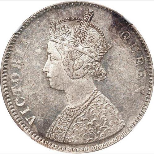 Brits India. Victoria. 1 Rupie 1862 - NGC MS60 (Bombay), Postzegels en Munten, Munten | Europa | Niet-Euromunten