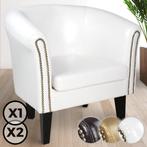 Chesterfield fauteuil met spijkerkoppen, zetel, Wit, Huis en Inrichting, Kasten | Computermeubels, Verzenden, Nieuw