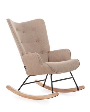 Aemely® Schommelstoel Mama - Beige Stof, Blank Hout beschikbaar voor biedingen