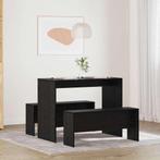 vidaXL Eetkamerset 2 pcs Zwart eiken 97 x 47 x 75 cm Bewerkt, Huis en Inrichting, Complete eetkamers, Verzenden, Nieuw