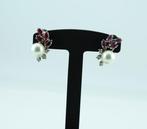 Oorbellen - 14 karaat Witgoud Parel - Robijn, Sieraden, Tassen en Uiterlijk, Oorbellen, Nieuw