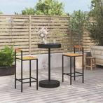 vidaXL 3-delige Tuinbarset poly rattan en massief acaciahout, Tuin en Terras, Verzenden, Nieuw, Rotan, 2 zitplaatsen