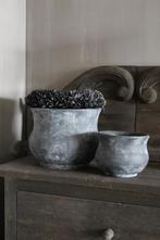 Grote stenen pot Flared Grey/black 28 x 23 cm, Huis en Inrichting, Ophalen of Verzenden, Nieuw
