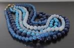 Zilver, Calcedonio azuriet turkoois jade blauw - Halsketting, Verzamelen, Mineralen en Fossielen