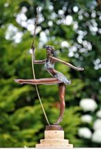 Beeld, paaldanseres - 41 cm - brons marmer, Antiek en Kunst