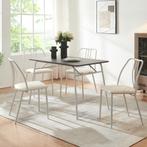 Eetkamerset Omso 5-delig grijs en wit [en.casa], Huis en Inrichting, Tafels | Eettafels, Verzenden, Nieuw