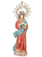 Beeld, Madonna mit Strahlenkranz - 110 cm - Hout, Metaal,
