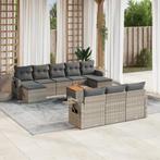 vidaXL 11-delige Loungeset met kussens poly rattan grijs, Verzenden, Nieuw, Rotan, Loungeset
