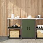 vidaXL Keukenopslag set met plank 2 pcs Olijf Groen, Verzenden, Nieuw
