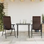 vidaXL Tuinstoelen 2 st inklapbaar poly rattan bruin, Tuin en Terras, Tuinstoelen, Verzenden, Nieuw, Rotan