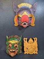 Mask - Indonesië - Drie Balinese maskers (Zonder, Antiek en Kunst