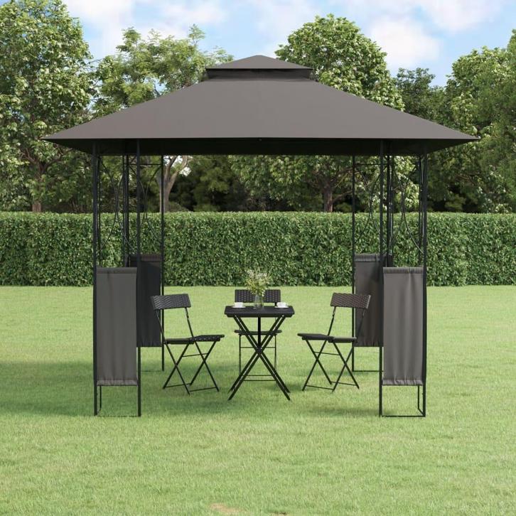 vidaXL Prieel met dak 300x300x270 cm staal antracietkleurig, Tuin en Terras, Partytenten, Nieuw, Verzenden